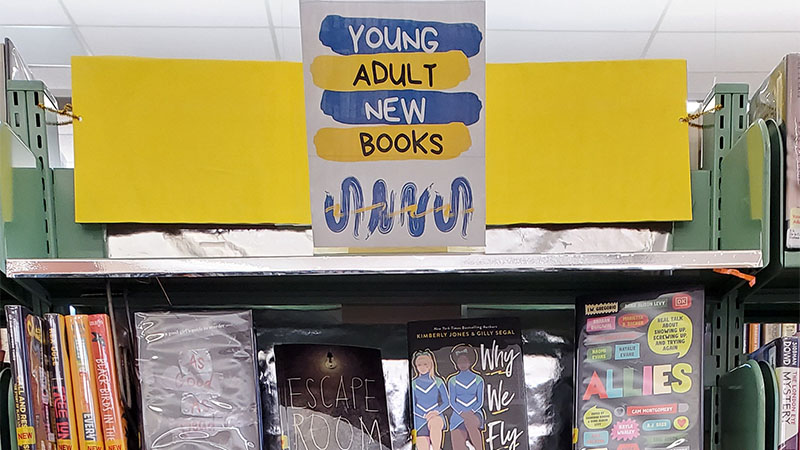 Picture of the Young Adult New Books Shelf at the Iola Public Library