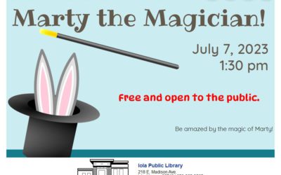 Marty the Magician coming to Iola Public Library on Friday, July 7th