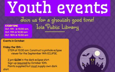 Youth Services events coming in October.