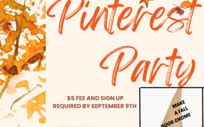 Pinterest Party for adults Sept. 1th